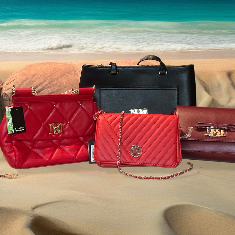 Badgley Mischka Red and Black Crossbody Collection - all 4 purses